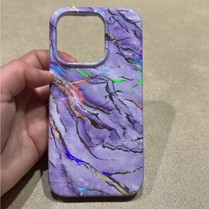 Velvet Caviar holographic marble iPhone 14 pro case
